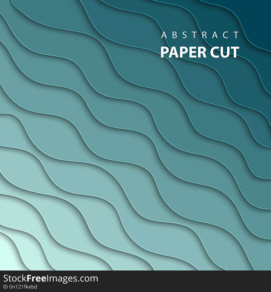 Vector background with blue gradient color paper cut geometric shapes. 3D abstract paper style, design layout for business presentations, flyers, posters, decoration, cards, brochur cover