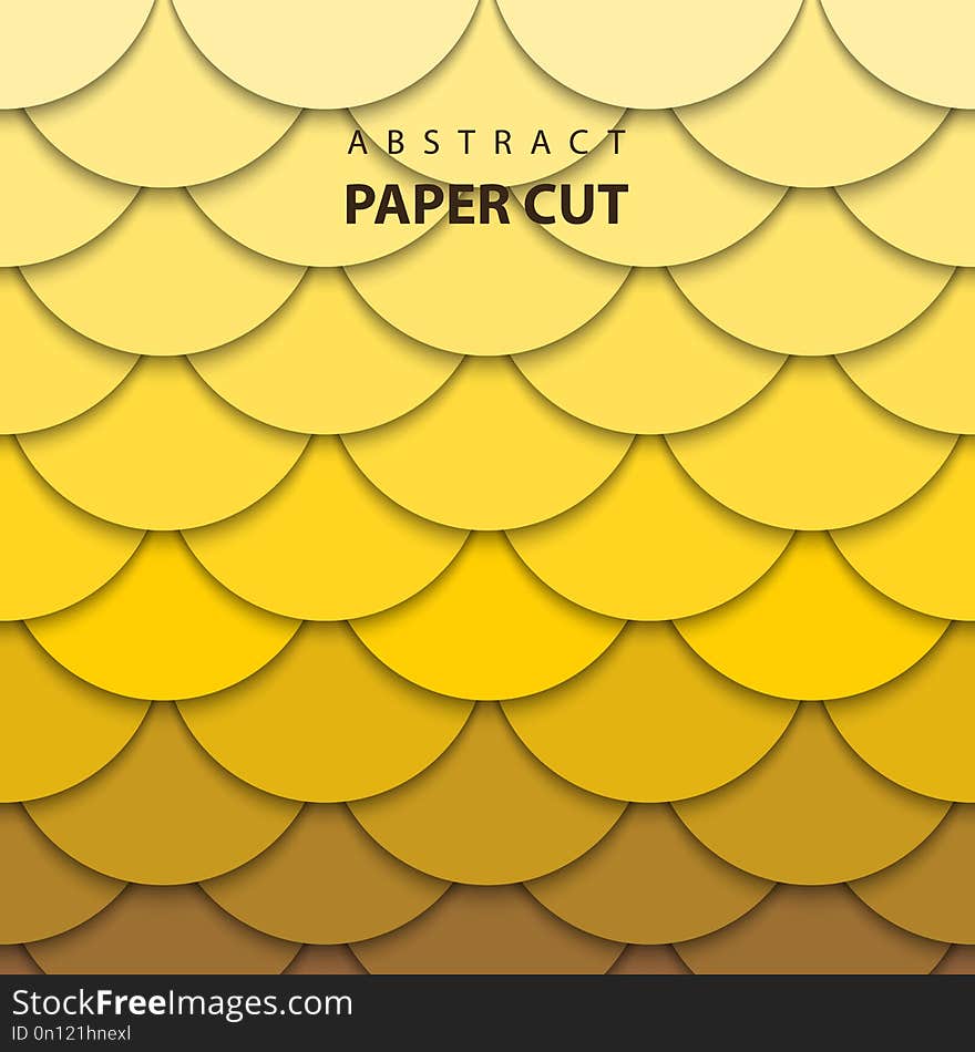 Vector background with yellow gradient color paper cut shapes. 3D abstract paper art style, design layout for business presentations, flyers, posters, prints, decoration, cards, brochure cover.