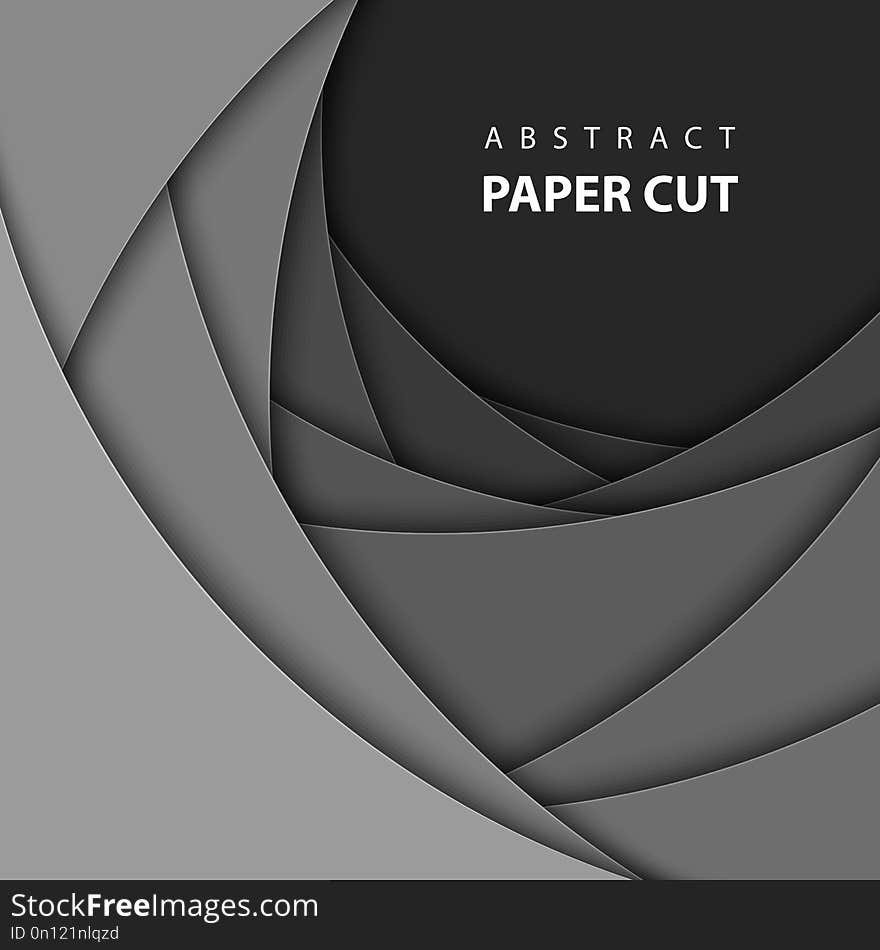 Vector Background With Black Color Paper Cut Shapes. 3D Abstract