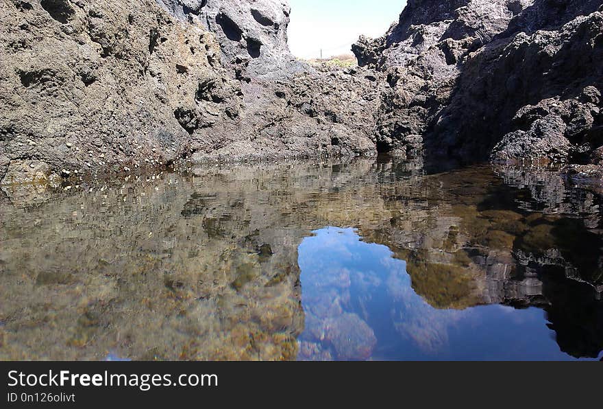 Rock, Water, Reflection, Wilderness