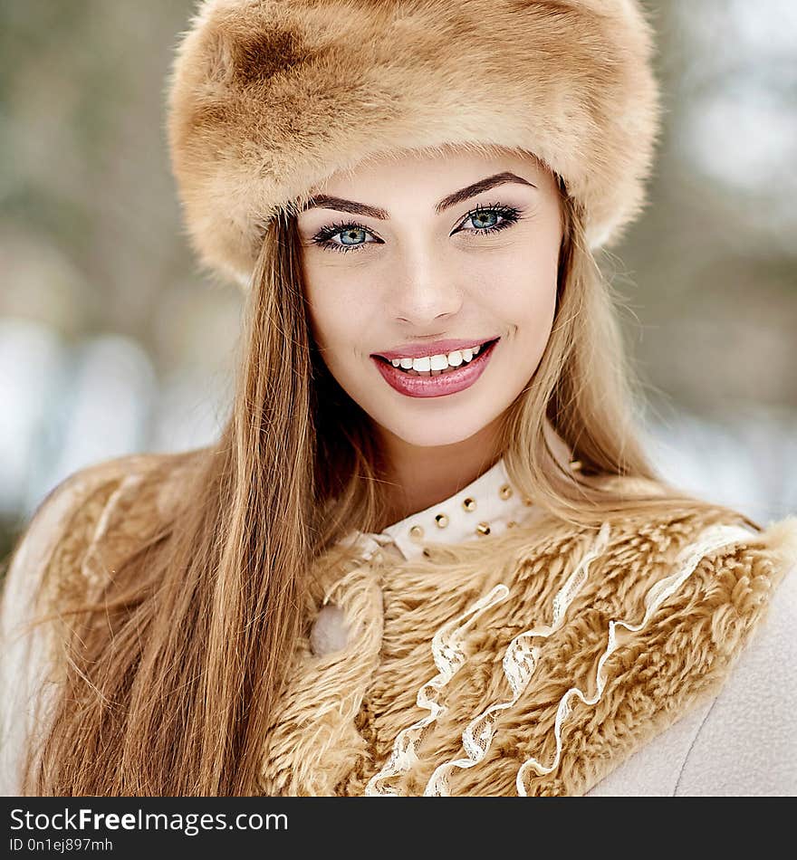 Amazing beautiful russian winter girl portrait