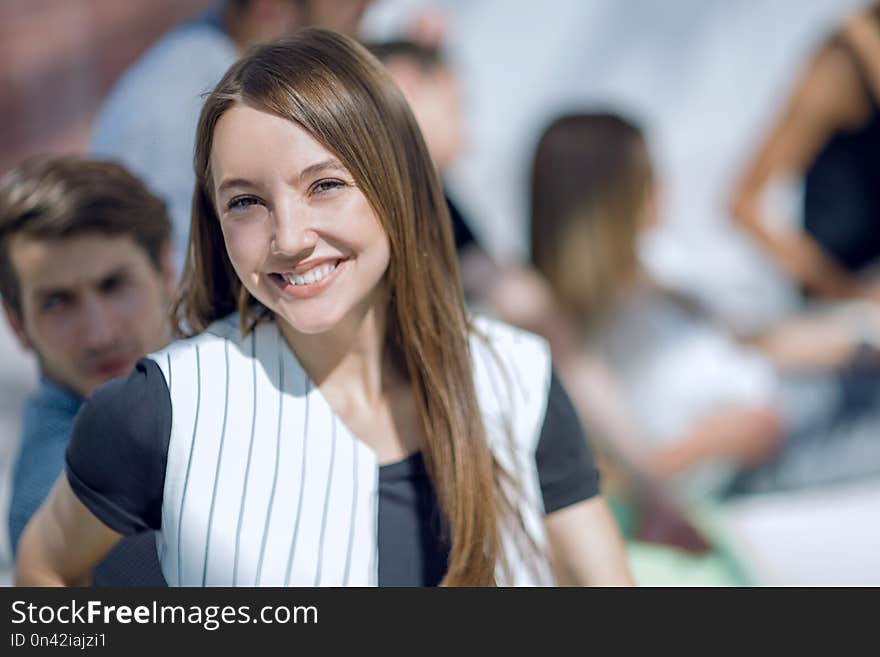 Young employee on the background of the creative office .photo with copy space