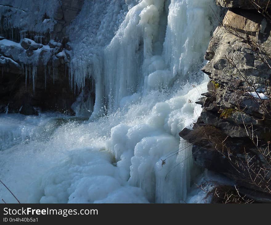 Waterfall, Water, Body Of Water, Freezing