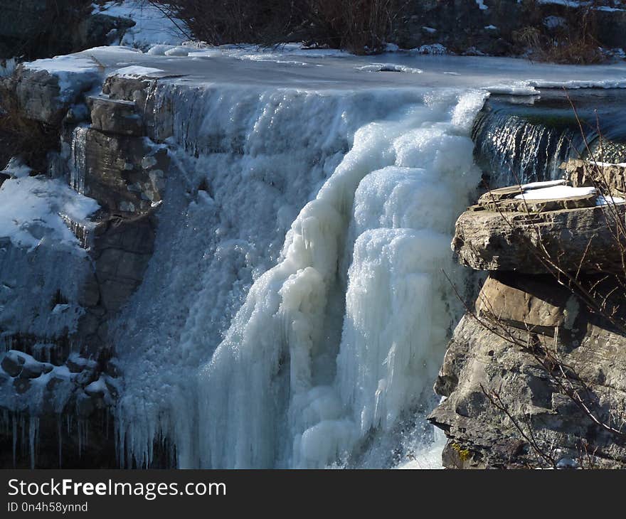 Waterfall, Water, Body Of Water, Freezing