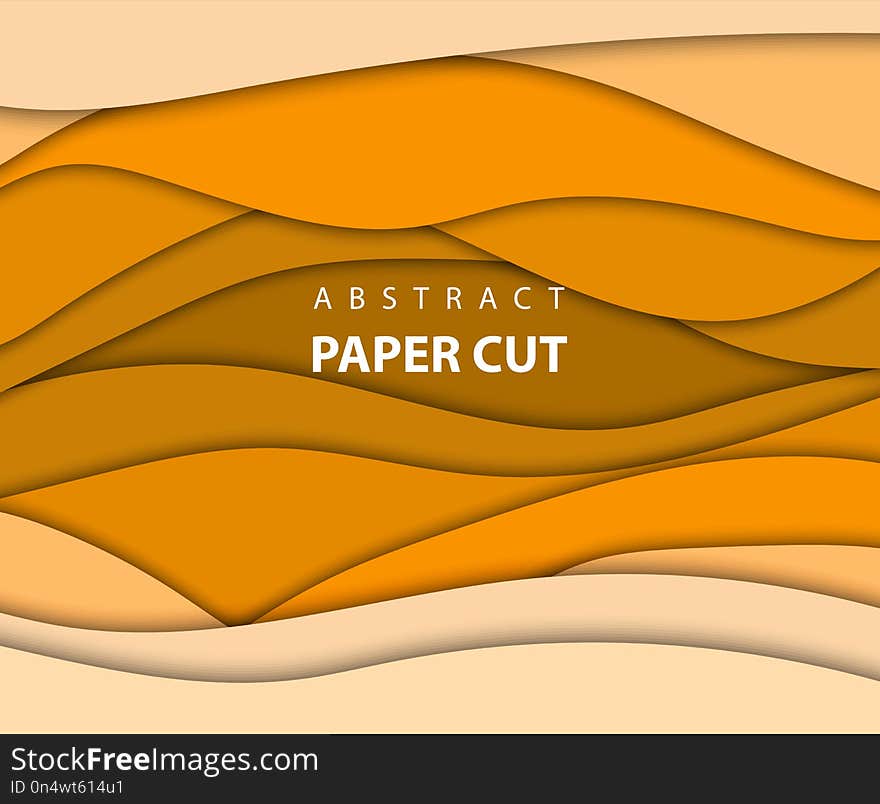 Vector background with yellow and orange color paper cut shapes.