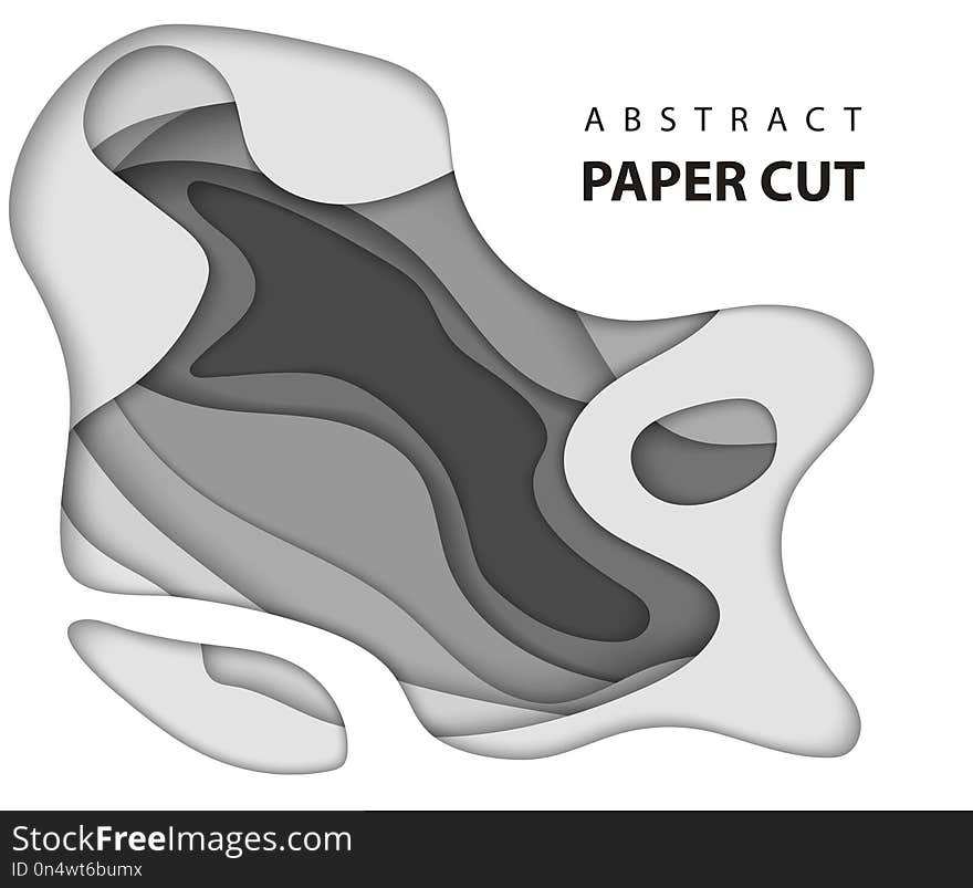 Vector background with white and gray color paper cut shapes. 3D abstract paper art style, design layout for business presentations, flyers, posters, prints, decoration, cards, brochure cover.