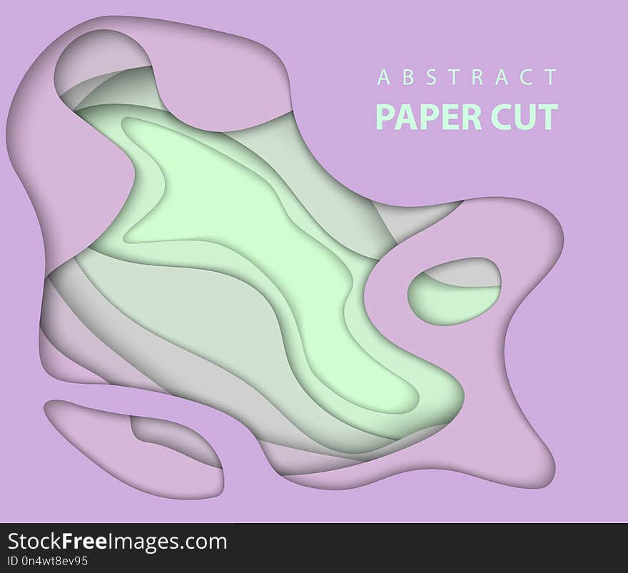 Vector background with light green and lilac color paper cut