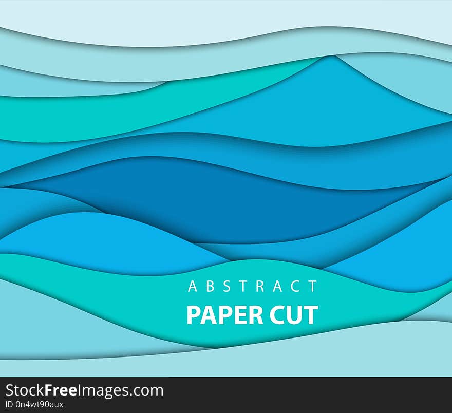 Vector background with blue color paper cut shapes. 3D abstract