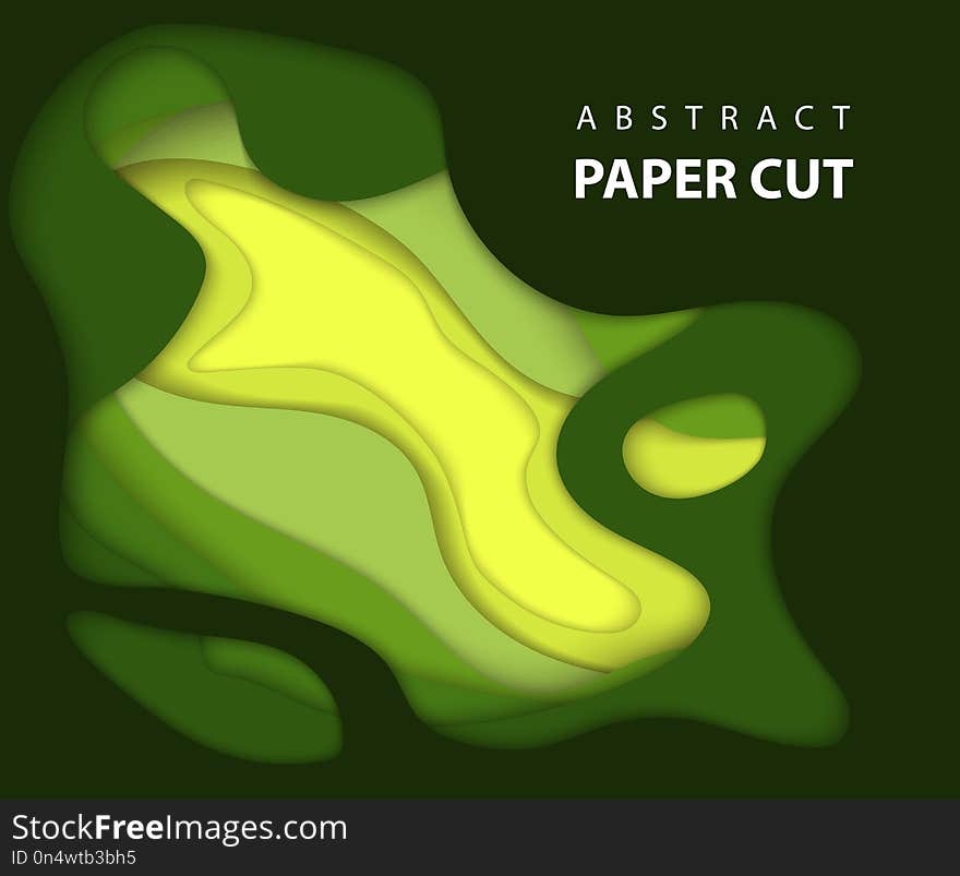 Vector background with green color paper cut shapes. 3D abstract