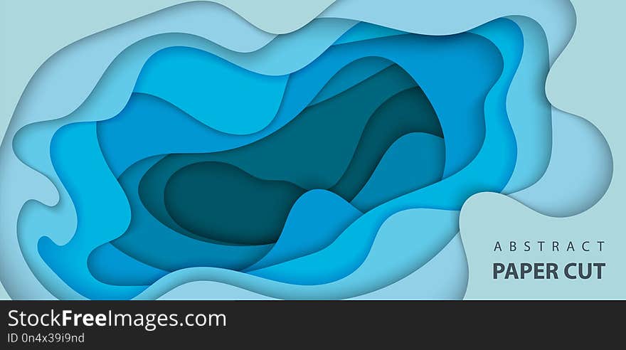 Vector background with deep blue color paper cut shapes. 3D abstract paper art style, design layout for business presentations, flyers, posters, prints, decoration, cards, brochure cover.