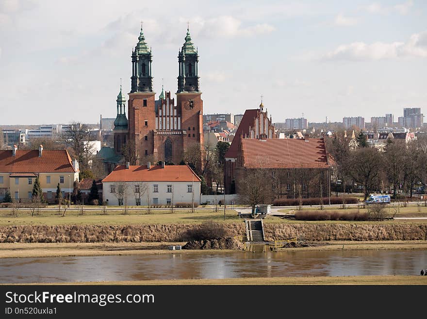 City, River, Building, Water