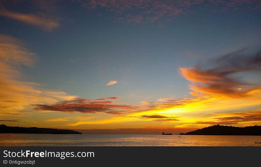 Sky, Afterglow, Horizon, Sunset