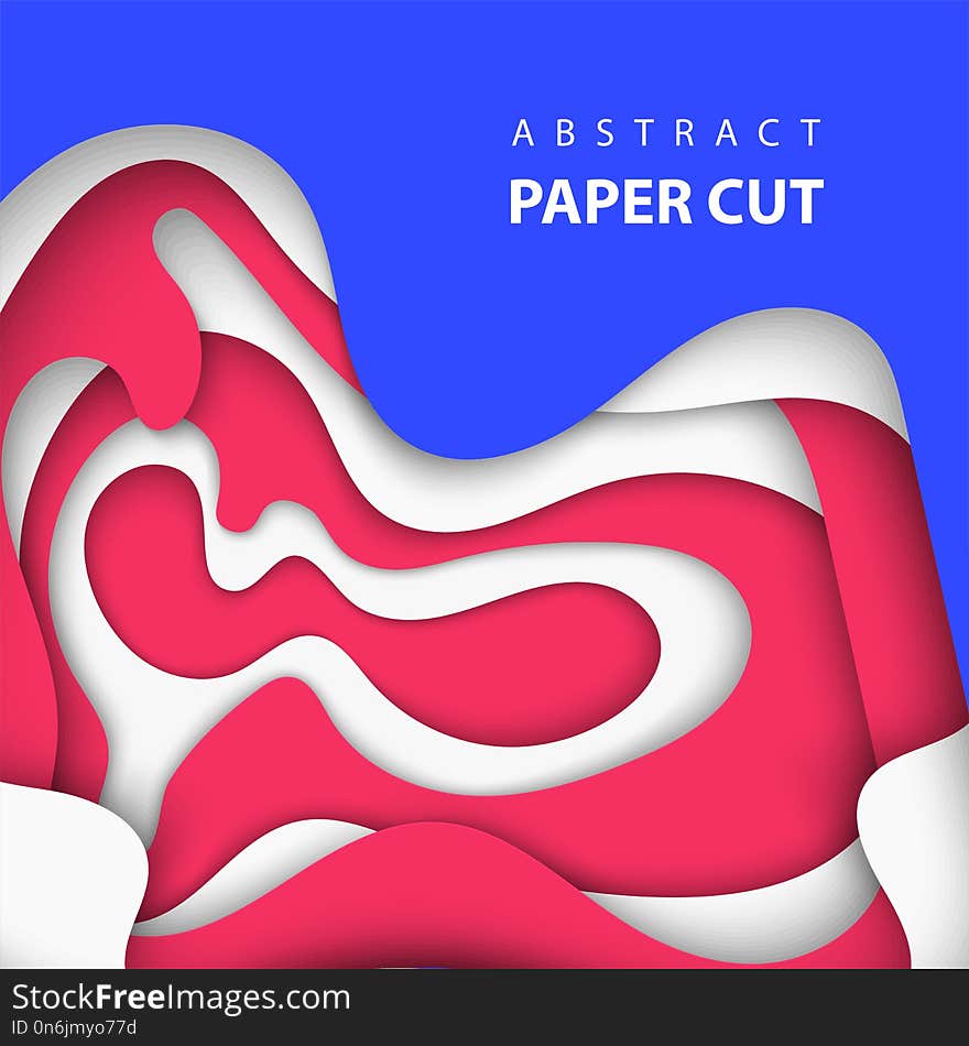 Vector background with white, red and blue colors paper cut shapes. 3D abstract paper art style, design layout for business presentations, flyers, posters, prints, decoration, cards, brochure cover.