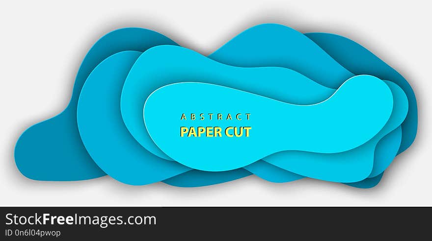 Vector Background With Deep Blue Color Paper Cut Shapes.