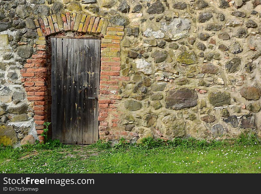 Wall, Stone Wall, Grass, Rock