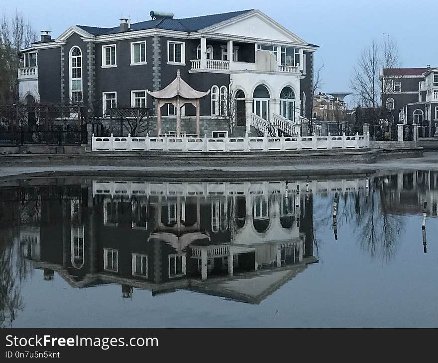 Reflection, Water, Waterway, House