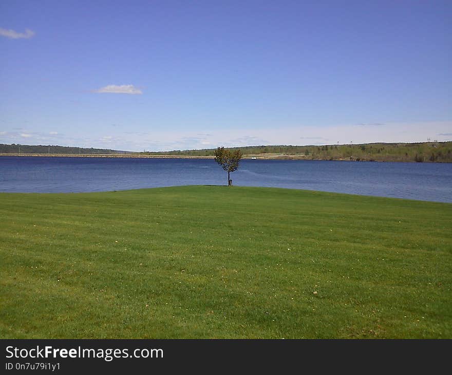 Sky, Water, Grass, Reservoir