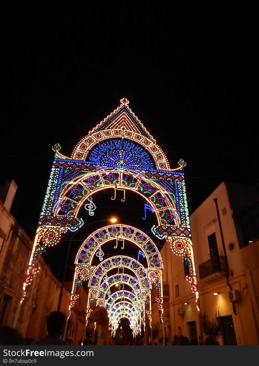 Landmark, Night, Christmas Lights, Light