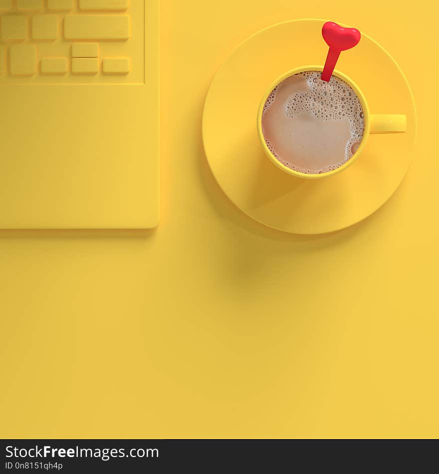 Coffee milk in yellow cup