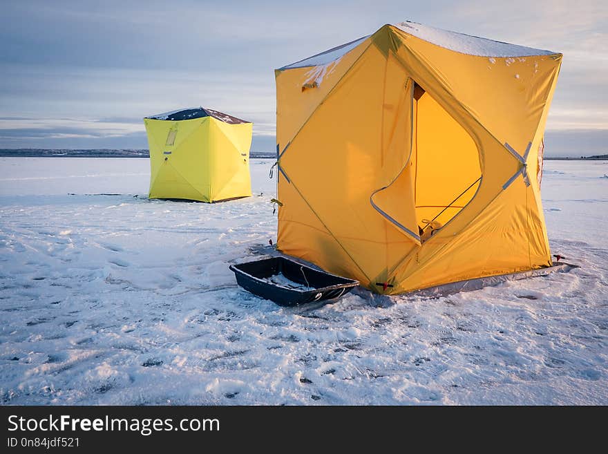 Tents on winter fishing