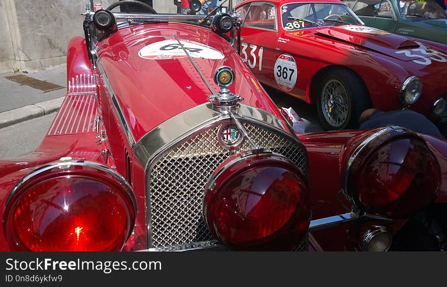 Car, Motor Vehicle, Red, Antique Car