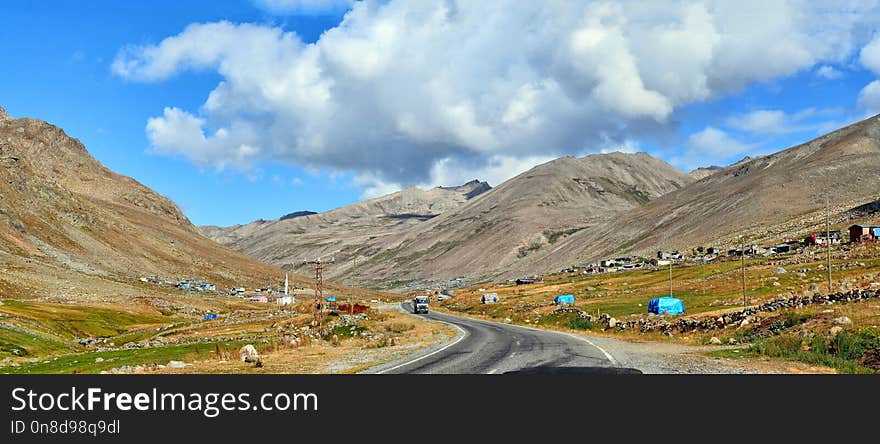 Mountainous Landforms, Road, Highland, Sky