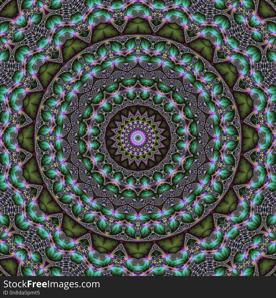 Green, Purple, Kaleidoscope, Pattern