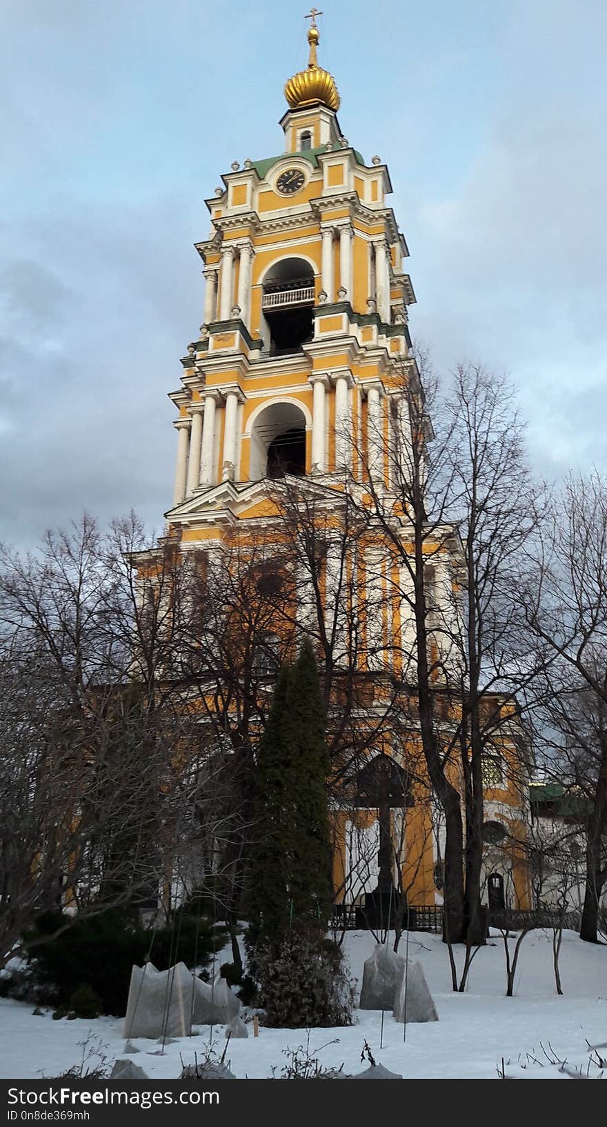 Winter, Building, Steeple, Church