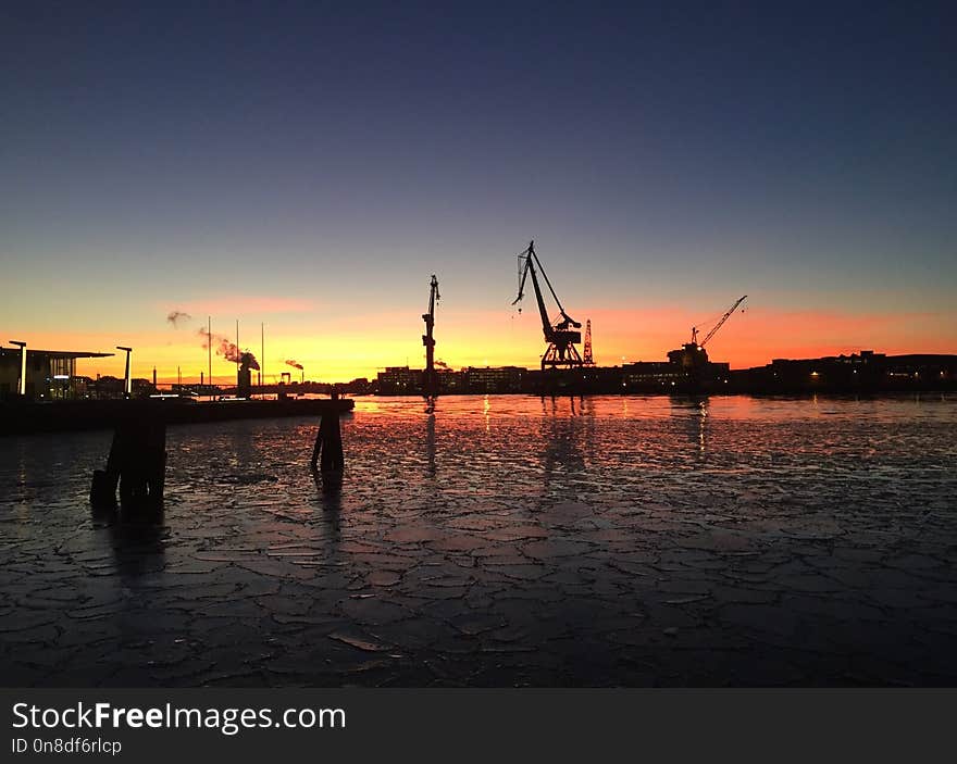 Sky, Sunset, Sea, Waterway