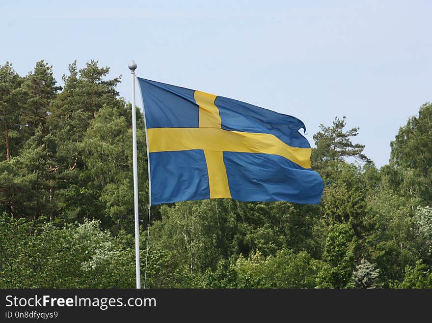 Flag, Sky, Tree, Grass