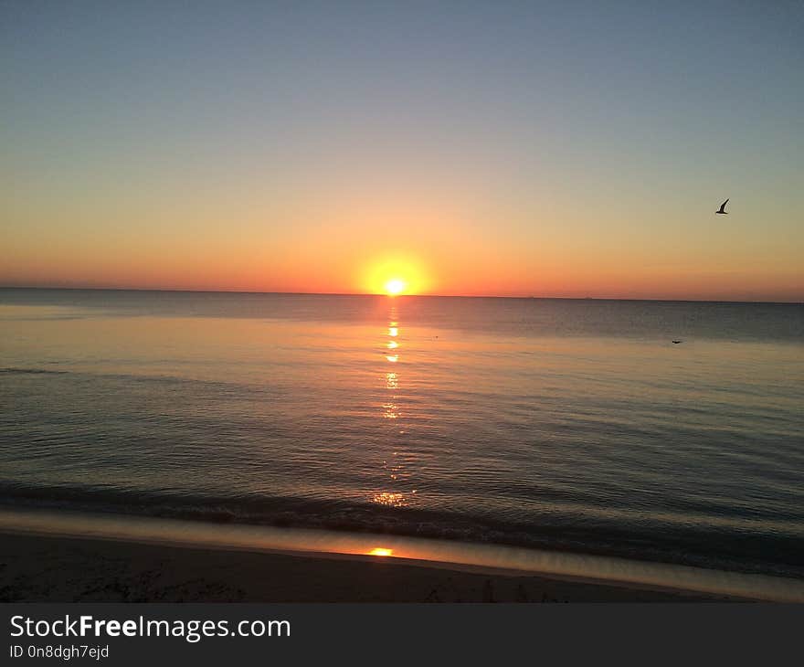 Horizon, Sea, Sunrise, Sky