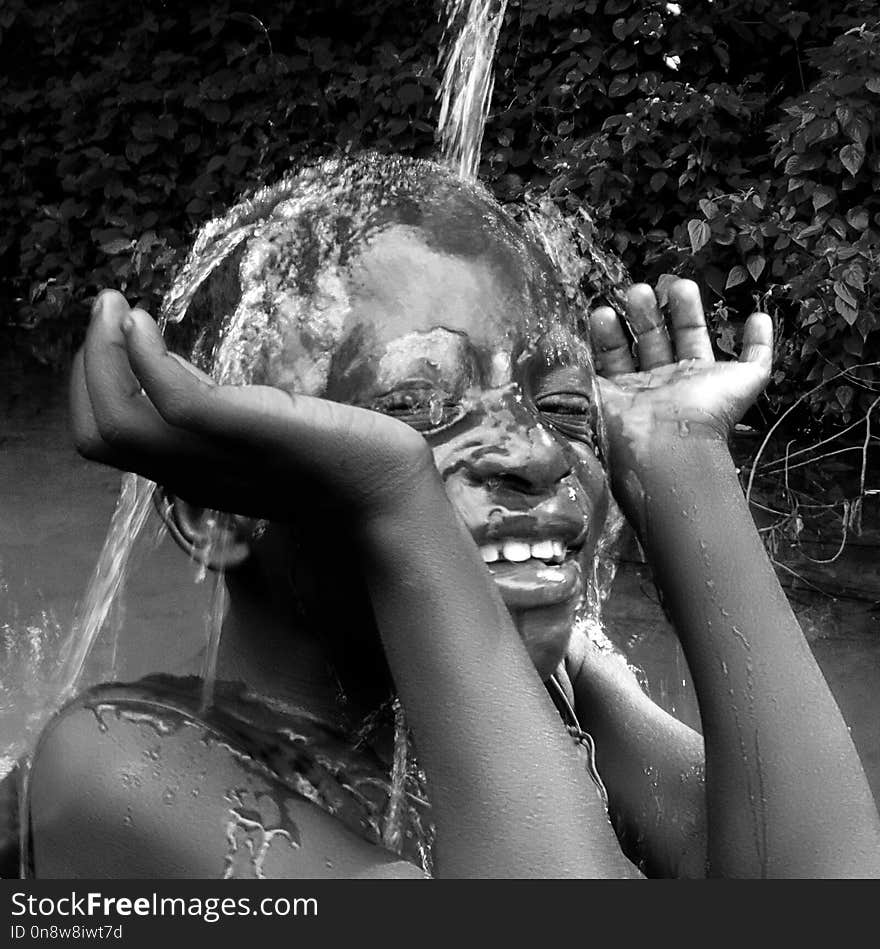 Face, Black And White, Water, Person