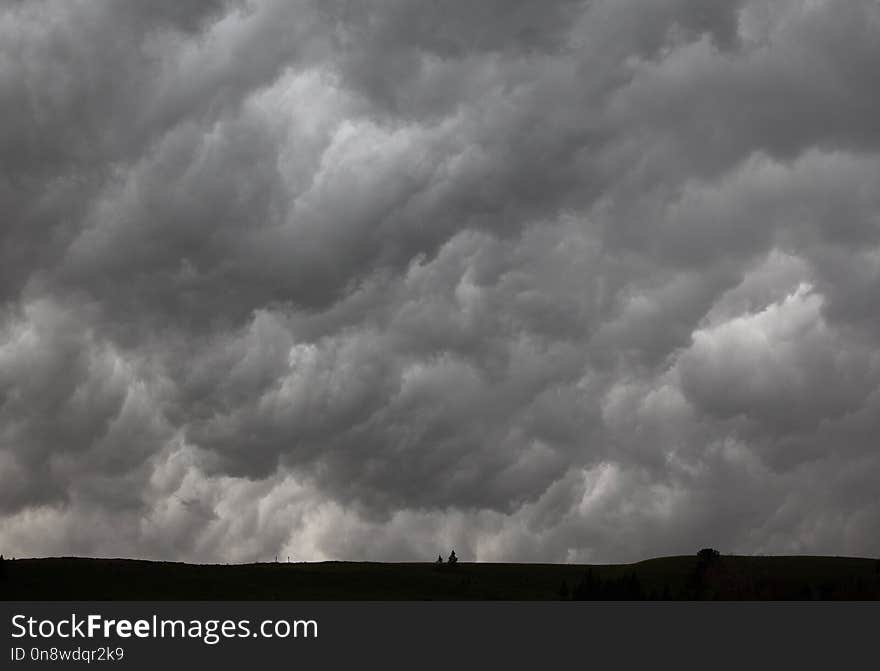 Sky, Cloud, Cumulus, Black And White