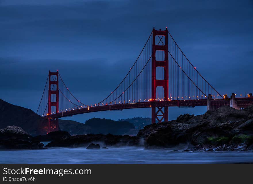 Golden Gate Bridge at blue hour