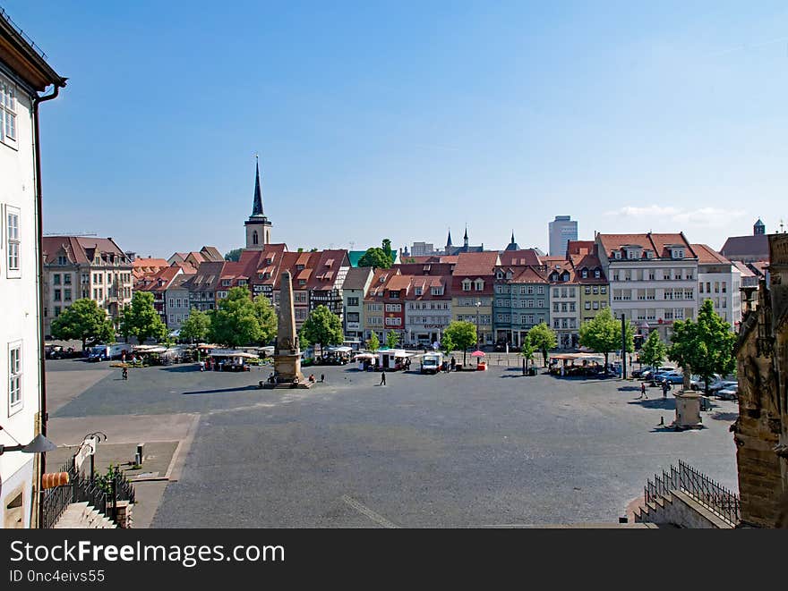 City, Town, Town Square, Sky