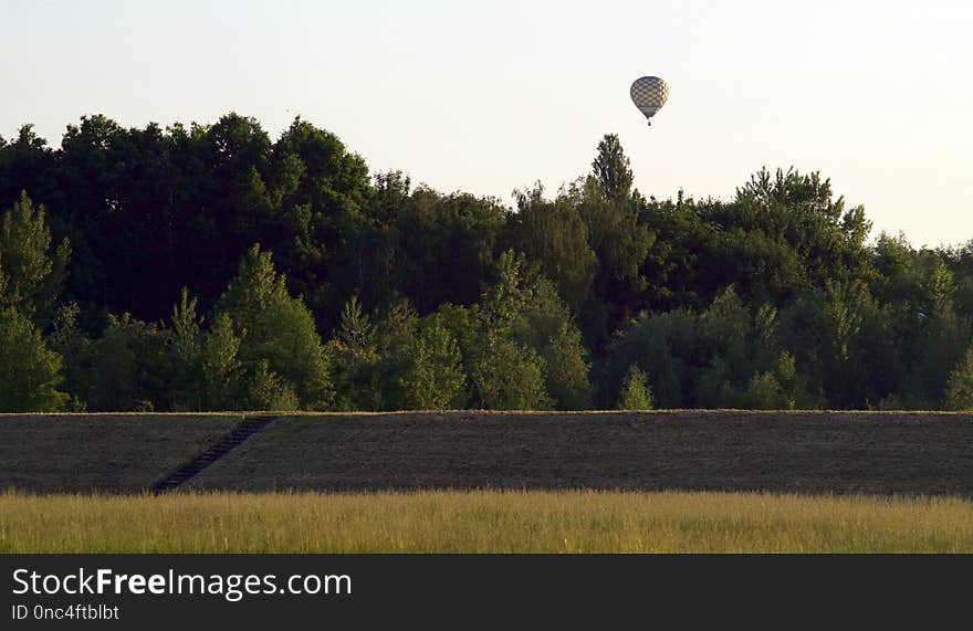 Nature, Sky, Field, Hot Air Balloon