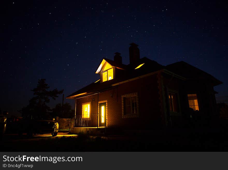 Sky, Night, House, Light