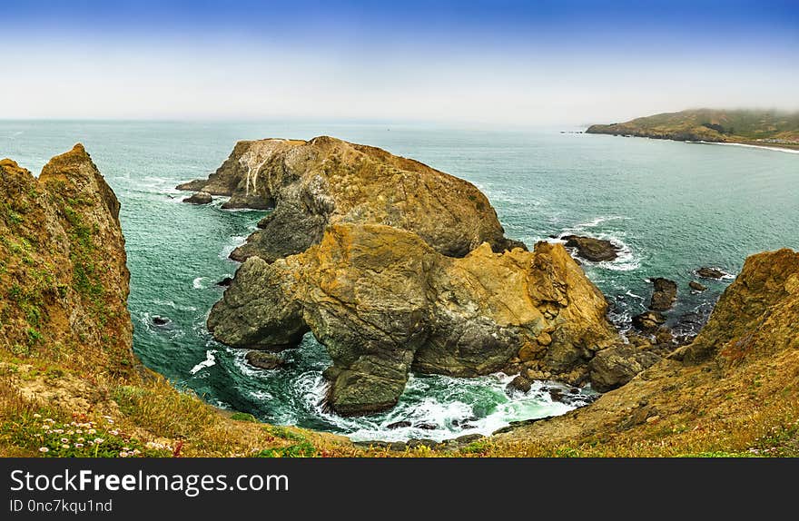 Coast, Sea, Headland, Rock