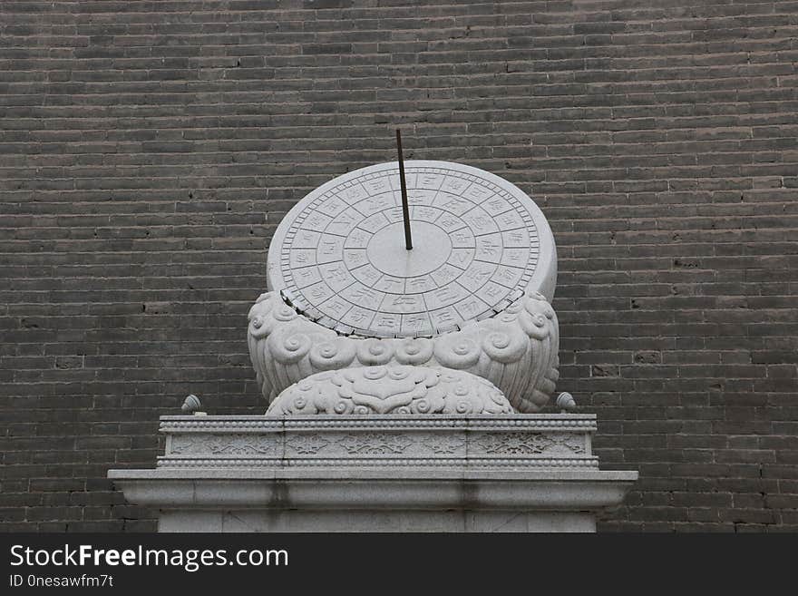 Stone Carving, Wall, Measuring Instrument, Sundial