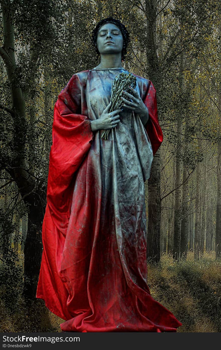 Statue, Lady, Dress, Outerwear