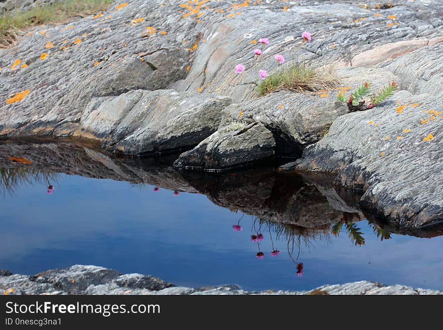 Reflection, Water, Rock, Geological Phenomenon