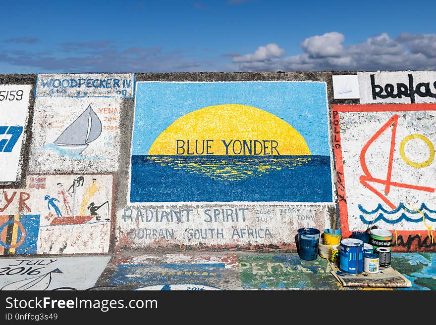 Wall, Mural, Advertising, Water