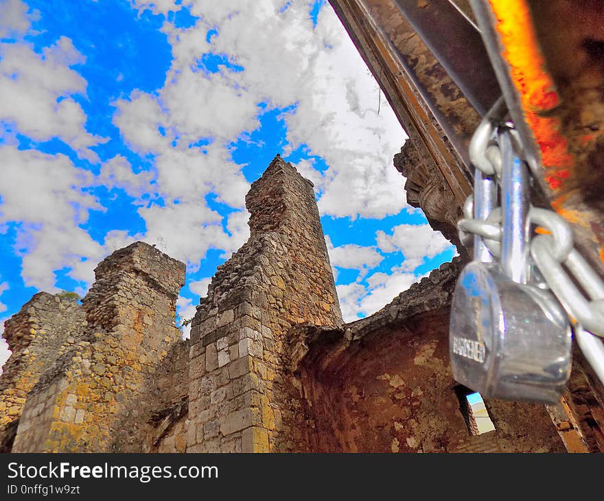 Blue, Sky, Wall, Ruins