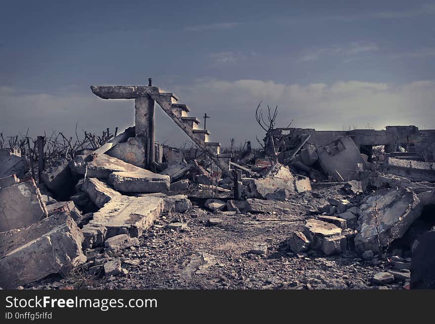 Sky, Mountain, Rubble, Rock