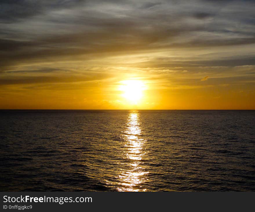 Horizon, Sea, Sky, Sunset