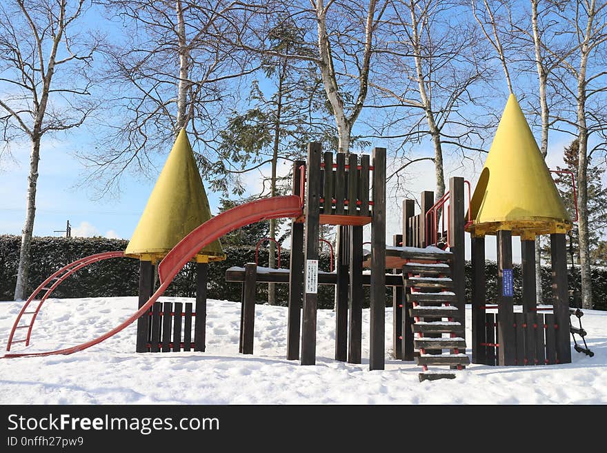 Snow, Public Space, Winter, Playground