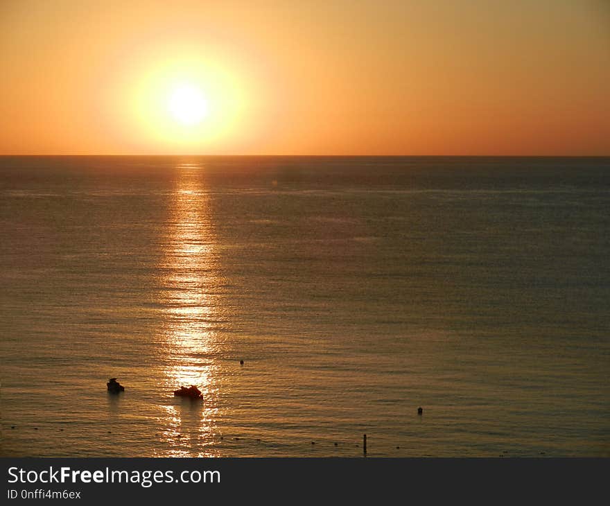 Horizon, Sea, Sunset, Sky