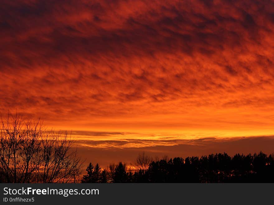 Sky, Red Sky At Morning, Afterglow, Dawn