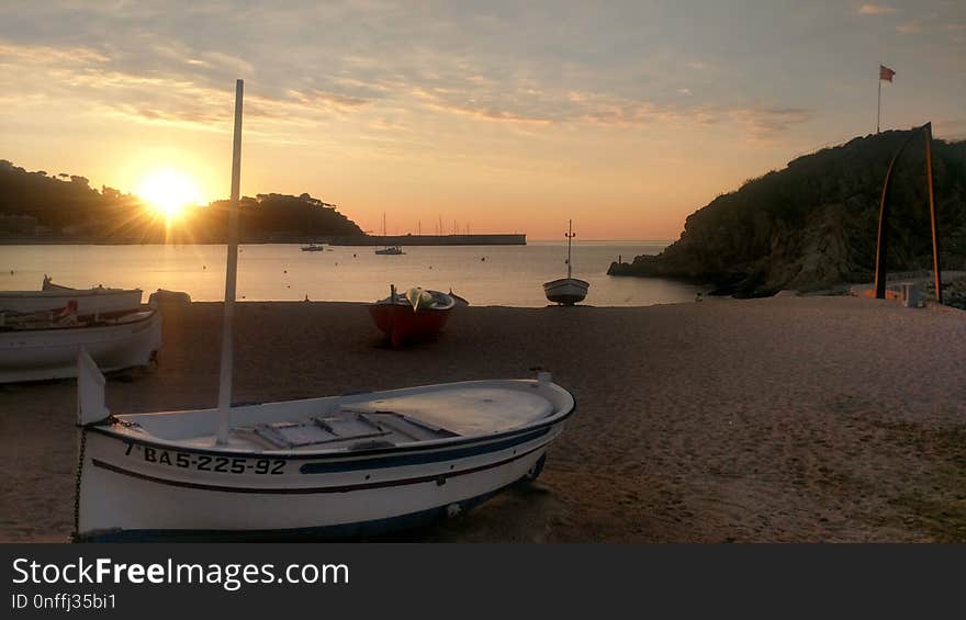 Sky, Evening, Boat, Sea