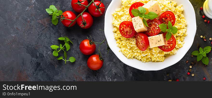 Millet Porridge With Tomatoes And Cheese